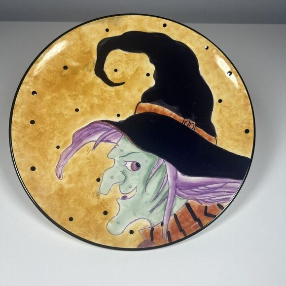 Certified International Janet Wecker Frisch Halloween Witch Plate 8.25” - Picture 1 of 2